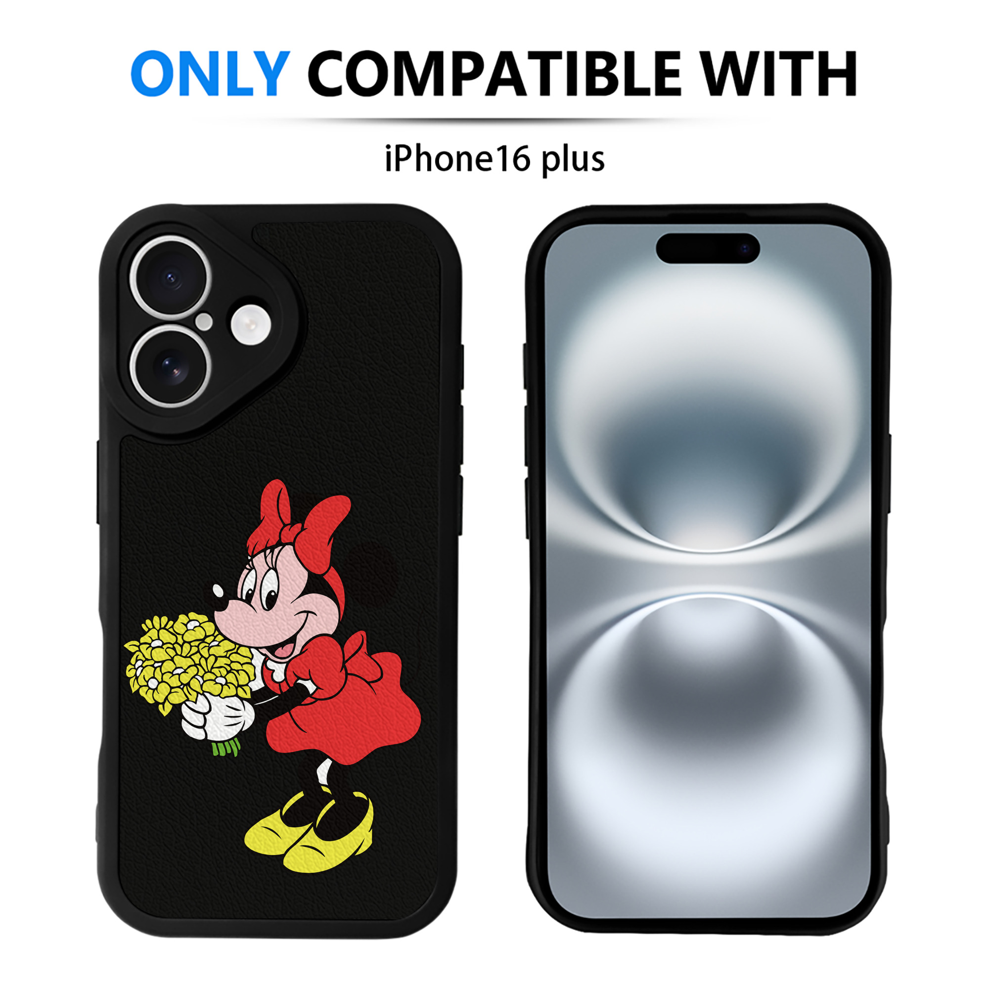 （画像用） ミッキーマウス Mickey Mouse 【iPhone 16シリーズ対応】シリコンスマホケース（レザー調） 材質：シリコン